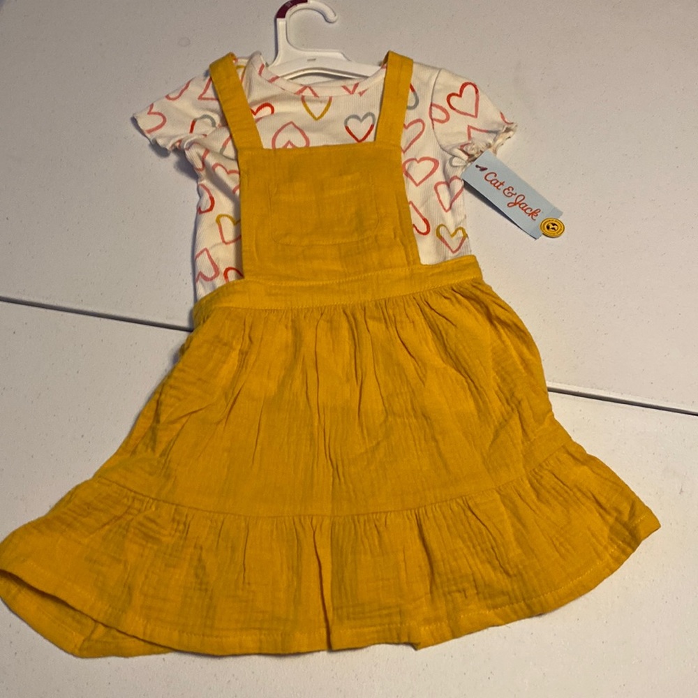 Overall/skirt & shirt set